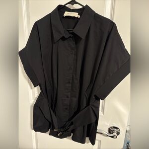 Exquise The Tobie Pleated Blouse Double Buckle Edition Black Women’s 2X NWT